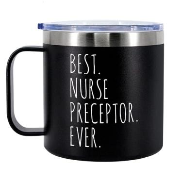 Imagem de Panvola Best Nurse Preceptor Ever Presentes de Enfermagem Estudante de Enfermagem Presentes de Formatura RN Isolado Caneca de Café com Alça e Tampa Camping Viagem Canecas Térmicas 400 ml Preto