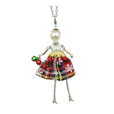 Imagem de OSCCI Colar de boneca de cristal Paris para mulheres, vestido bonito feito à mão com pingente de corrente longa, bijuteria de formatura, Metal, Sem Pedra Preciosa