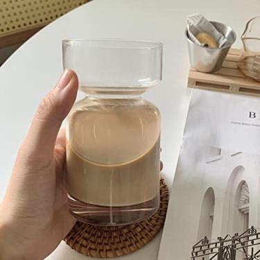 Imagem de Linda xícara de ampulheta para café, vinho, cerveja, leite, água, boba, chá, coreano, transparente, copo de vidro nórdico, presente de aniversário