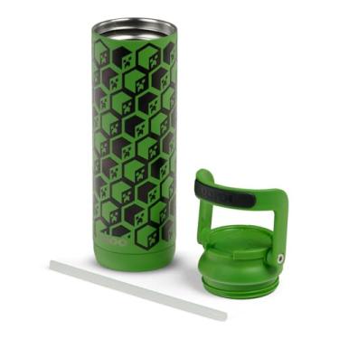 Imagem de Igloo MineCraft Creeper 590 g Sipper Esportivo Brilha no Escuro, Lata de Hidratação de Aço Inoxidável com Tampa e Canudo, Garrafa de Água Isolada