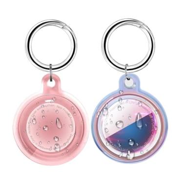 Imagem de Foweroty IPX8 à prova d'água para suporte de AirTag, para Apple para Airtags com chaveiro, para capa Air Tag para bagagem, coleira de cachorro, proteção total anti-arranhões para suporte de etiquetas