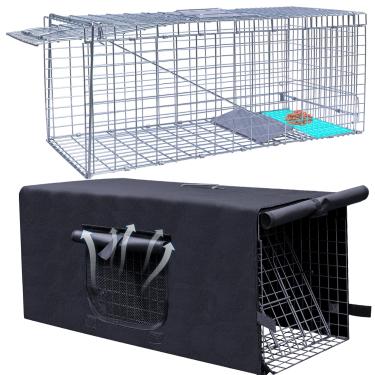 Imagem de Rockever Gaiola de Armadilha para Animais Vivos com Tampa, Armadilha para Gatos para Gatos Vadios Armadilha para Skunk Dobrável para Serviço Pesado de 32" com Porta Real para Guaxinins, Gambás, Marmot