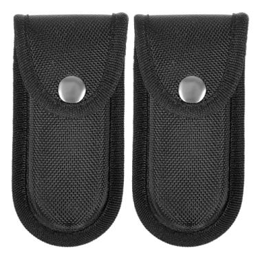 Imagem de 2 peças de bainha de nylon para canivete de bolso de 12 cm, bolsa multiferramentas, dobrável, com fecho de pressão, alça para cinto de transporte, capa multiferramenta universal para uso externo ou