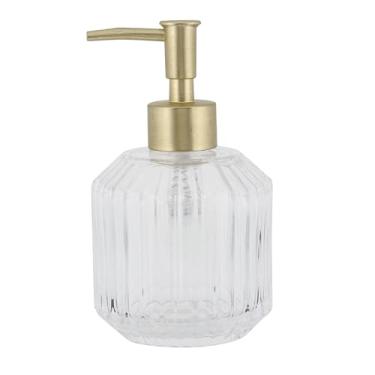 Imagem de Oikos - Porta Sabonete Líquido de Vidro Canelado Ouro 330ml