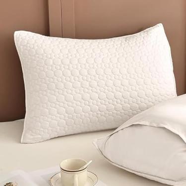 Imagem de Sanracie Conjunto de 2 fronhas acolchoadas de cor de trigo tamanho king size (50,8 cm x 91,4 cm), capas de almofada 100% algodão circulares acolchoadas, macias e respiráveis, com fecho de envelope