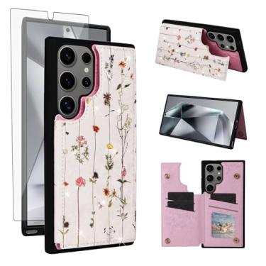 Imagem de Asuwish Capa de celular para Samsung Galaxy S25 Ultra 5G carteira celular com protetor de tela flor luxuosa porta-cartão de crédito suporte suporte S25Ultra 25S S 25 25Ultra 6,9 2025 mulheres meninas