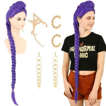 Imagem de Peruca de cosplay PUREHAIR, 47 cm, traje de anime com cabelo trançado 