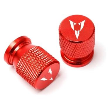 Imagem de 2 tampas de válvula de pneu compatíveis com MT09 MT07 MT10 MT03 MT 09 07 03 10 MT-09 MT-07 MT-10 Tracer 900 700 GT FZ09 XSR700 XSR900 (vermelho)