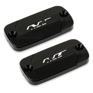 Imagem de Tampa do copo de óleo do tanque de fluido do reservatório de freio dianteiro CNC da motocicleta compatível com NT1100 NT 1100 2021 2022 2023 (1 par preto)