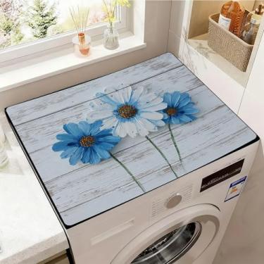 Imagem de Capas de lavadora e secadora para a parte superior, tapete protetor de secadora antiderrapante, capa de máquina de lavar à prova de poeira, 59,9 cm x 50 cm (margarida, 59,9 cm x 50 cm)
