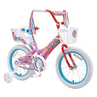 Imagem de Titan Bicicleta de BMX Berry Brite para meninas de 4 a 9 anos com rodas de treinamento, bicicleta infantil de 40 cm com cesta utilitária e serpentinas