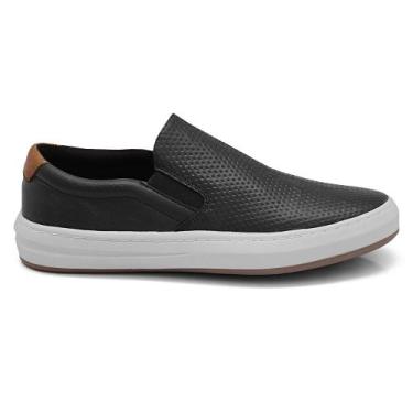 Imagem de Sapatênis Casual de Couro Calce Fácil Elástico Slip On - CFT Drop, Pre