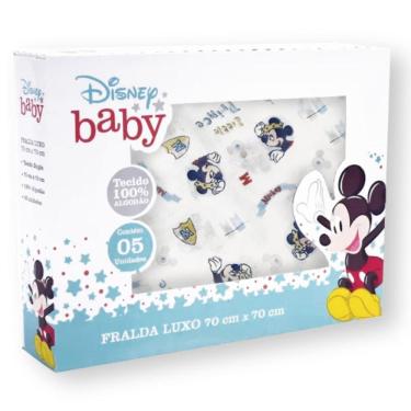 Imagem de Fralda De Pano Estampa Disney Mickey Azul Caixa Com 5