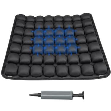 Imagem de JFT Almofada de assento de carro – Almofada portátil para cadeira de escritório com pressão de ar ajustável, cadeiras de rodas e cadeiras de escritório – Alivia dores no cóccix, hemorróidas e