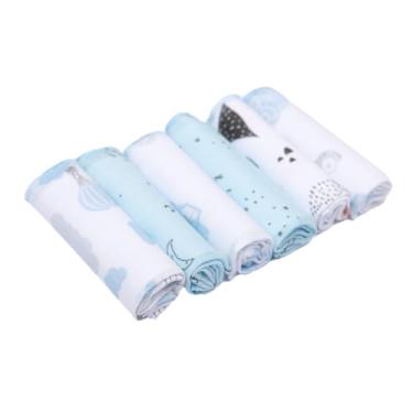 Imagem de Paninho De Boca Papi Soft Estampado 28Cm X 28Cm, 6 unidades, Azul