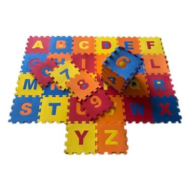Imagem de Tapete Educativo em EVA, Alfabeto Completo, Colorido, 36 Peças Desmontáveis, 30x30cm por Peça, Área Total 3,24m², para Crianças