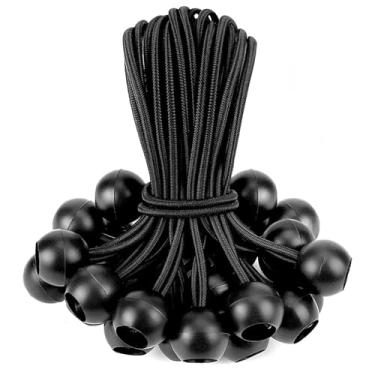 Imagem de ZOAN Life Cordões elásticos de 23 cm com bolas, 25 peças, 25 peças, para uso pesado, lona de dossel para acampamento, abrigo, carga, postes de barraca