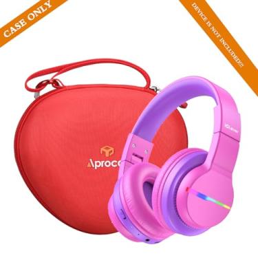 Imagem de Aproca Capa de fone de ouvido infantil compatível com iClever BTH12 / HS19 / BTH26 fones de ouvido Bluetooth infantis, bolsa rígida de armazenamento - vermelha (apenas capa)