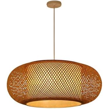 Imagem de E27 Criativo Tecelagem Pendente Luz Jardim Vime Pendente Lâmpada Redonda Bola Lustre Altura Ajustável Abajur Lâmpada Pendurada