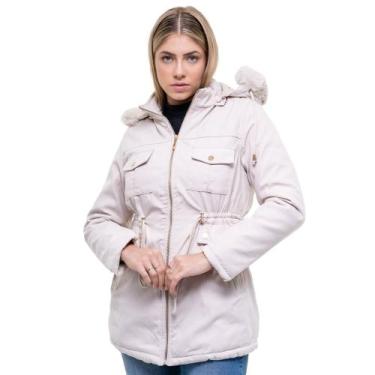 Imagem de Parka Dupla Face Feminina Casaco De Frio Intenso P/ Neve - bella, Bege