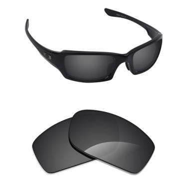 Imagem de Alphax Lentes de substituição gravadas polarizadas otimizadas Stealth Black para Oakley Fives Squared OO9238