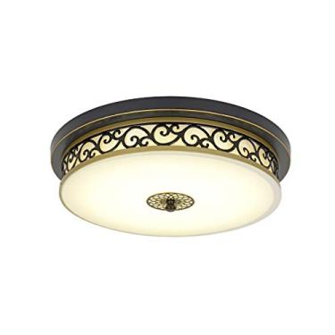 Imagem de Luminária de teto rústica LED regulável para sala de estar, corredor, casa de campo, quarto, luminária de teto vintage, design retrô redondo, lustre de vidro para banheiro, sala de jantar, c