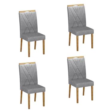Imagem de Conjunto 4 Cadeiras para Sala de Jantar Pés em Madeira Maciça Lara Prata