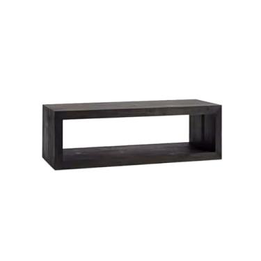 Imagem de Mesa de centro estilo wabi-sabi, mesa de centro retrô, simples, nórdica, preta, madeira maciça, mesa de sofá para sala de estar, mesa de chá retangular criativa (120 x 60 x 40 cm)