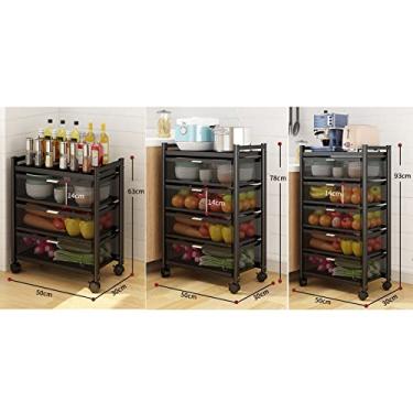 Imagem de WUHUQN Prateleiras para armazenamento de cozinha multicamadas prateleira de armazenamento de carrinho suprimentos vegetais domésticos multifuncional multifuncional armário rack de armazenamento do
