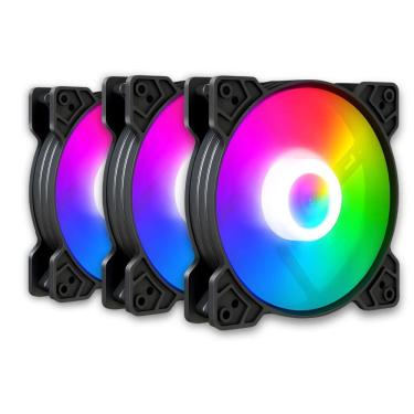 Imagem de Kit 3 Cooler Fan Snaker Shadow ARGB 120mm Silencioso Preto