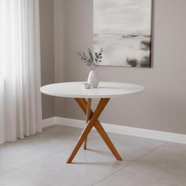 Imagem de Mesa para Sala de Jantar Redonda 109cm com Vidro Cacau - Cimol