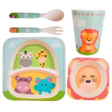 Imagem de Jogo para Refeição Infantil Eco-Friendly Safari com 5 Peças - Mimo Style - BF20197