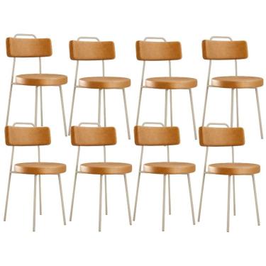 Imagem de Kit 08 Cadeiras Decorativas Estofada Sala Jantar Barcelona Arena L02 Couríssimo Whisky - Lyam