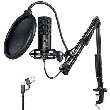 Imagem de FIFINE Studio Condensador USB Microfone Computador PC Kit de microfone com suporte de choque ajustável do braço do boom para instrumentos Voice Overs Gravação Podcasting YouTube Vocal Streaming-T669