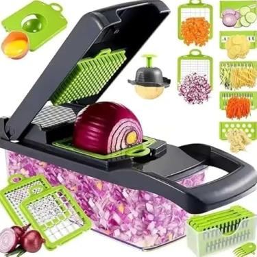 Imagem de Cortador Alimentos Ralador para cozinha 16 em 1 Fatiador Legumes Queijo Verduras Inox Compacto Rápido e Seguro