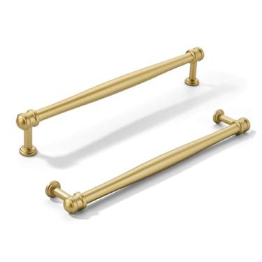 Imagem de khtumeware Pacote com 10 puxadores de armário de 8 polegadas (203 mm), puxador de armário de cozinha resistente sólido, ferragens de armário para penteadeira, puxador de banheiro