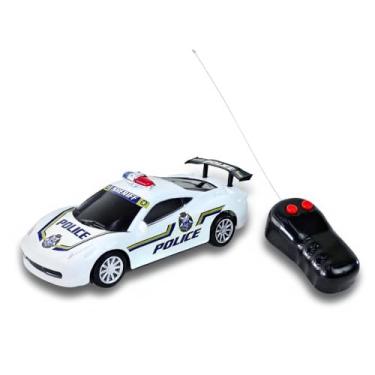 Imagem de Carro de Controle Remoto Policial, Plástico, 4 Funções, Luzes LED, Escala 1:12, Branco e Preto, Brinquedo Infantil para 3 Anos e Acima, Bateria AA