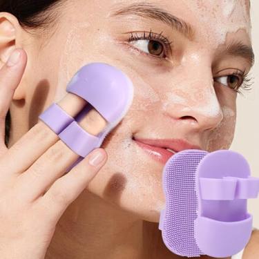 Imagem de 3 peças de escova de limpeza de silicone macia facial limpa massagem removedor de maquiagem pincéis de lavagem facial, cuidados com a pele, ferramentas de limpeza, roxo, 8,5 x 5 * 2,5 cm