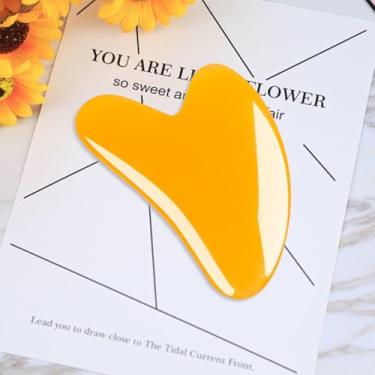 Imagem de Ferramenta de raspagem Gua Sha em forma de coração de resina para massagem de corpo inteiro, alívio das costas, pescoço e cintura, ferramenta de terapia natural, amarelo
