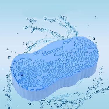 Imagem de 1 esponja de chuveiro esfoliante mágica, algodão esfoliante ultra macio 3D, reutilizável e fácil de limpar