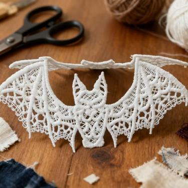 Imagem de Morcegos de Halloween, decoração de morcego preto assustador 3D, morcego de renda, decoração de quarto de Halloween, adereços de brincadeira realistas, 2 peças