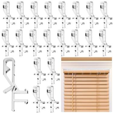 Imagem de 20 peças de clipes de retentores ocultos de plástico transparente de 6 cm fáceis de instalar para clipes de janela, persianas horizontais de madeira, ranhuras de persiana