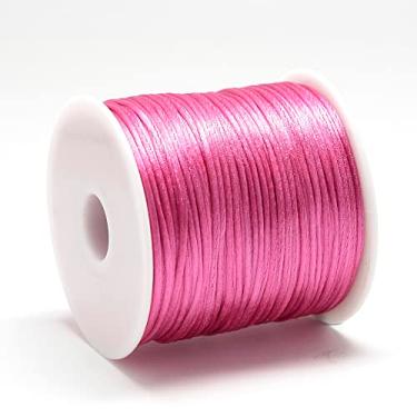 Imagem de Fio de nylon acetinado de 1 mm para fabricação de joias, acabamento de contas brilhantes e sedosas, tranças, aparar, enrolar, artesanato, pulseiras de macramê Kumihimo, coral claro