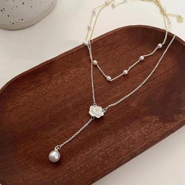 Imagem de Colar de pérolas de borla de camada dupla com um visual sofisticado e elegante