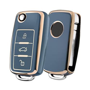 Imagem de Capa de chaveiro para VW, TPU macio premium de 361 graus, proteção total para VW Volkswagen Jetta Beetle Tiguan Passat Golf MK6 Polo, 3 botões