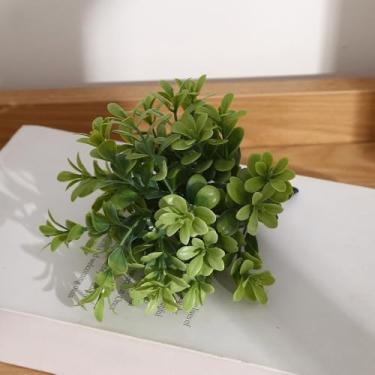 Imagem de Planta artificial – Folhas verdes de toque real para decoração de escritório em casa, grama sintética em vaso de baixa manutenção (folha de buxo)