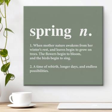 Imagem de Arte de parede em tela primavera primavera é cheia de vitalidade e esperança impressão inspiradora pôster arte emoldurada para sala de aula, estudo, quarto, escritório, decoração de casa 20 x 20 cm