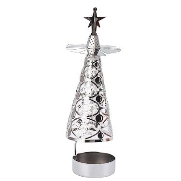 Imagem de Zerodis Castiçal Rotativo de Aço Inoxidável, Design Inovador, Suporte de Vela Funcional para Festivais de Escritório, Casamento e Natal (Floco de neve prateado)