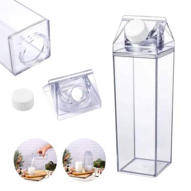 Imagem de Garrafa Grande Caixa De Leite Suco Água Transparente 1 Litro