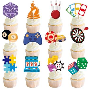 Imagem de 24 Pcs Game Night Cupcake Toppers Game Night Decorations Game On Decorations for Board Game Party Adult Classroom Decor